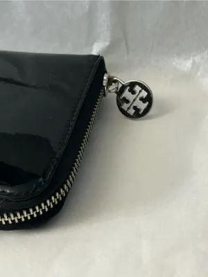 Tory Burch Black Patent Zip-Around Wallet with Logo Medallion thumbnail 9