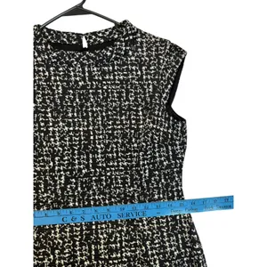 JONES WEAR DRESS Black White Tweed Cap‎ Sleeve Sheath Knee Length Size 8 thumbnail 10