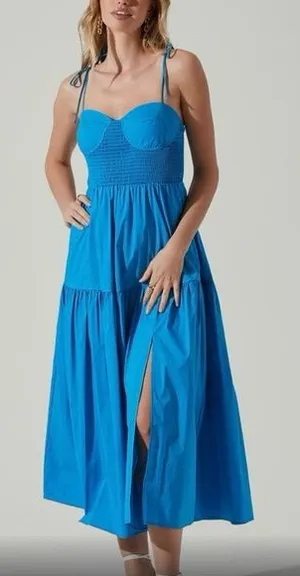 ASTR THE LABEL Tiered Smocked MIDI Dress thumbnail 1