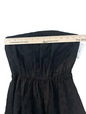 Cottagecore Old Navy Women’s Black Strapless Tiered Eyelet Maxi Dress Prairie thumbnail 3