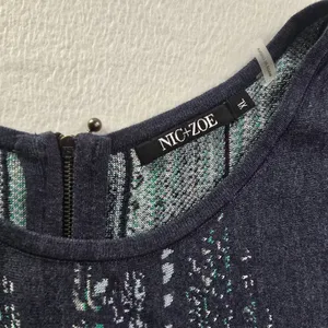 NIC+ZOE Womens XL Navy Blue Abstract Knit‎ Fit and Flare Sleeveless Dress thumbnail 4