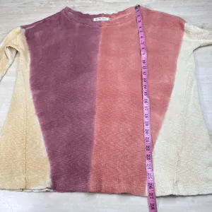 We The Free Free People Colorblock Thermal Waffle Knit Top Plum Coral Small thumbnail 6