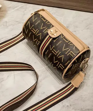 Monogram Bee Accent Barrel Crossbody Bag - khaki /Brown/-Red Stripe NIP thumbnail 1