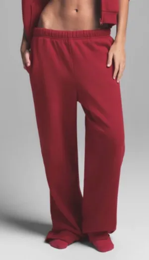 SKIMS straight leg cotton fleece pants in brick (limited edition color) thumbnail 1