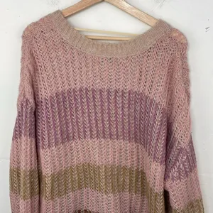 Democracy Chunky Knit V Neck Striped Relaxed Fit Sweater Pullover size XL thumbnail 9