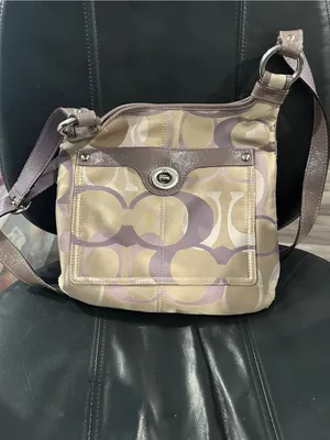 Coach Penelope Optic Signature sateen and leather crossbody bag lavender khaki thumbnail 3