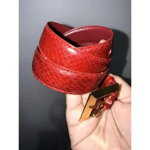 Vintage The RITZ Genuine Snake Skin Belt Size S Red Gold‎ Buckle 32" thumbnail 2