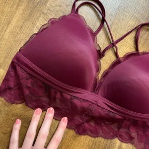PINK Victoria’s Secret Pushup Bralette Bra Sz Medium Lace Trim Longline thumbnail 5