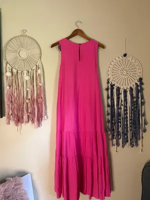 Anthropologie Maeve Marlene Tiered Maxi Dress Pink Size Small thumbnail 4
