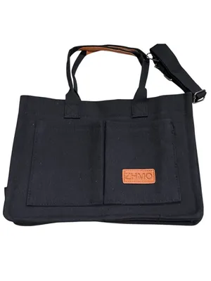 ZHMO Canvas Tote Bag With Pockets Crossbody Bags for Women in Black Purse thumbnail 2