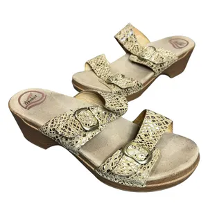Dansko‎ Sophie Wedge Sandals 11-11.5 Beige Snakeskin Leather Slip On Clogs Shoes thumbnail 1