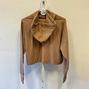 AS Revival Tan Brown Cropped Hoodie Sweatshirt Thumbholes Small Athleisure thumbnail 2