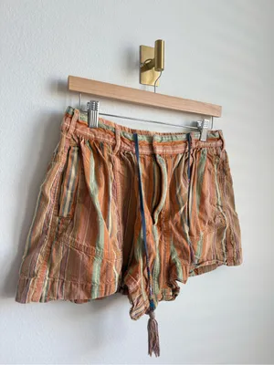 Free People Kahuna Harem Shorts Multicolor Striped Tassel Boho Size Small thumbnail 5
