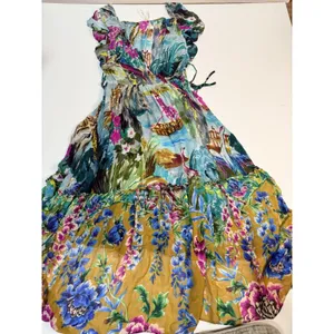 Anthropologie V-Neck Flutter-Sleeve Colorful Tropical Print Dress Xs thumbnail 6