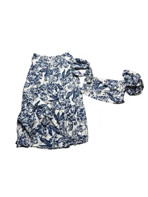 🌸 Abercrombie & Fitch Blue Floral Two Piece Set Top L Skirt LP 🌸 thumbnail 2