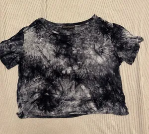 Black & Gray Tie-Dye Crop Top thumbnail 1