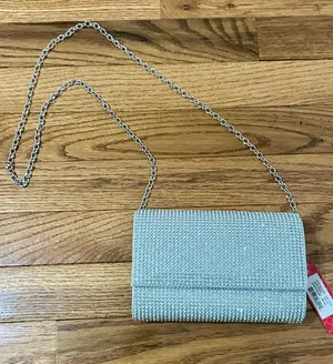 Kelly & Katie New Silver Rhinestone Crossbody Purse thumbnail 1