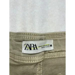 ZARA Wide Leg Cropped‎ High Rise Tan Khaki Pants Women US 14 EUR 46 thumbnail 2