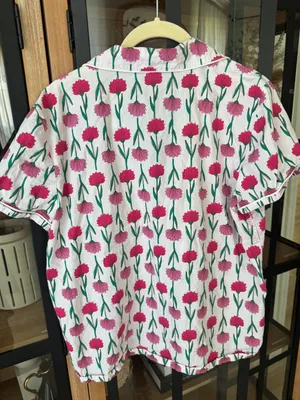J. Crew block print pajamas shirt short sleeve button down floral garden cotton thumbnail 2