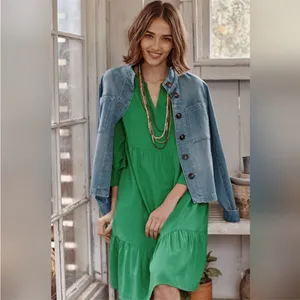 J. Jill Jardin Fern Green Linen Mixed Quarter Women Dress Size Médium NWOT thumbnail 5