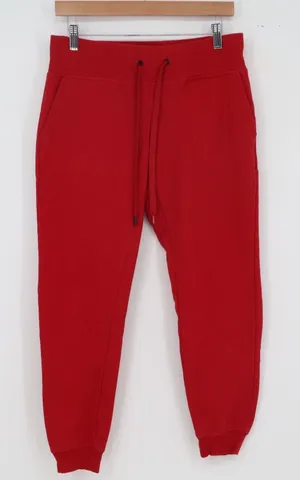 DKNY Sport Joggers Womens S Red Glitter Logo Fleece Sweatpants Excellent thumbnail 1