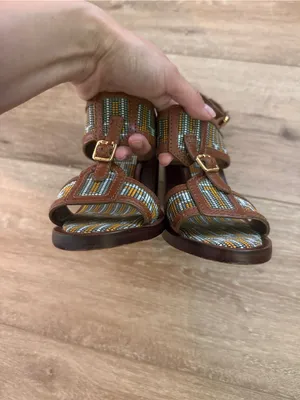 Tory Burch Florian Aztec Block Heel Sandal Size 8 thumbnail 4