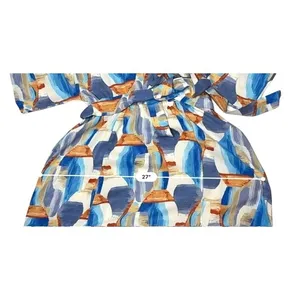 Baltic Born Morgan Kimono Maxi Dress XL Blue White Floral Abstract Peasant thumbnail 9