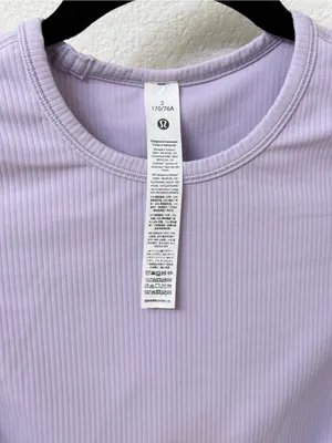 Lululemon All It Takes Short Sleeve Shirt Ribbed Lilac Ether Size 2 NWOT thumbnail 4