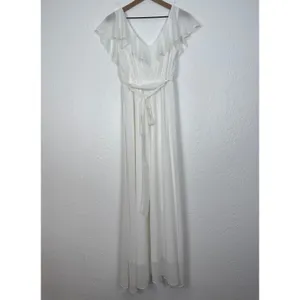 Baltic Born Katya White Ruffle Maxi Dress Chiffon Bridal Wedding Size Small thumbnail 4