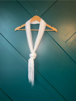 Jessica McClintock White Fringed Scarf with Subtle Sparkle thumbnail 3