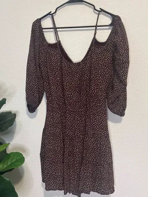 Paige of shoulder Long Sleeve Floral Mini Dress in dark purple thumbnail 6