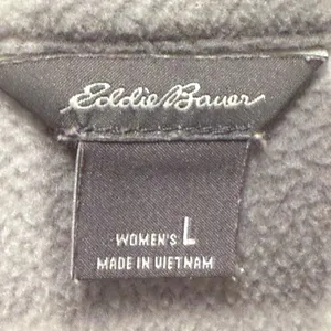 Eddie Bauer Fleece‎ Shirt Gray Buffalo Plaid Button Front Outdoorsy Womens L thumbnail 6