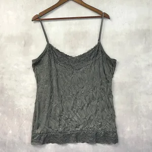 Maurices Cami Tank Top Women XXL Gray Crinkle Lace‎ Trim Coquette Fairy Grunge thumbnail 14