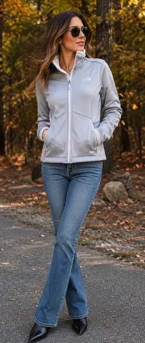 The North Face Light Gray Full-Zip Fleece Jacket thumbnail 1