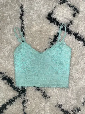 SHEIN Mint Green Crochet Lace Cami Crop Top Size M Y2K thumbnail 3