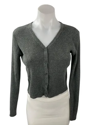 Brandy Melville Shannon Ribbed Long Sleeve Button Down Cardigan Sweater Top Sz S thumbnail 1
