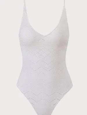 Berlook White Geometric Cutout One-Piece Swimsuit 67 thumbnail 6