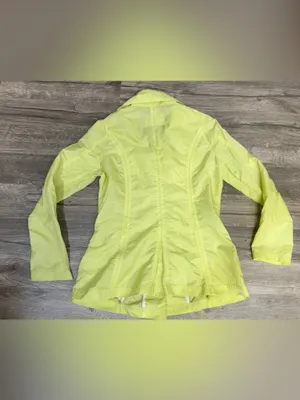 Joujou Women’s XL Lime Yellow Waterproof Double Breasted Rain Jacket thumbnail 4