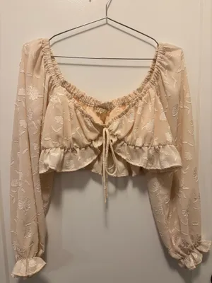 Cropped Blouse Tan Size M thumbnail 2