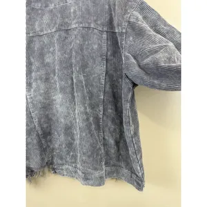 Pol Women’s Corduroy Button Distressed Gray Raw Hem Jacket Plus Size 3XL thumbnail 13