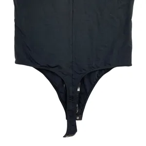 New Everlane The Short-Sleeve Crew Neck Bodysuit Black Thong Size Small thumbnail 13