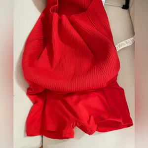 ALO Yoga NWT Denim Knit High Waist Skirt Bright Red Size XS thumbnail 10