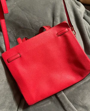 Kate Spade New York Red Pebbled Satchel Bag with Buckle, Gold Hardware thumbnail 5