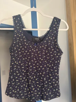 Brandy Melville Flori Black V-encote cotton top thumbnail 1