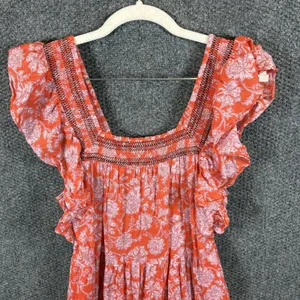 FREE‎ PEOPLE Women's Floral Bonita Printed Flutter Midi Dress Pop Combo Sz-S thumbnail 5