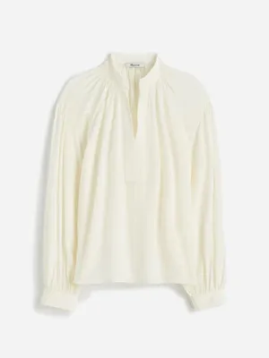 NWT Madewell NT652 Shirred Long-Sleeve Top in Silk Ivory white Sz M thumbnail 6