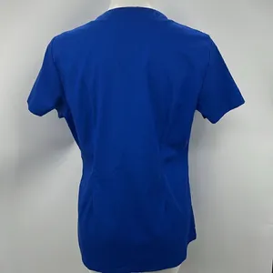 Jaanuu short sleeve V neckline royal blue scrub top with pockets thumbnail 4