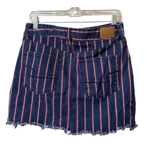 American Eagle Women Size‎ 6 Mid Rise Pinstripe Mini Jean Skirt Super Stretch thumbnail 2