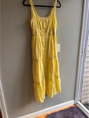American Eagle Yellow Tiered Smocked Dress Size Medium thumbnail 5