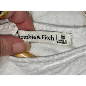 Abercrombie & Fitch White Sheer V-Neck Cap Sleeve Tie Back Peplum Blouse Size XS thumbnail 4